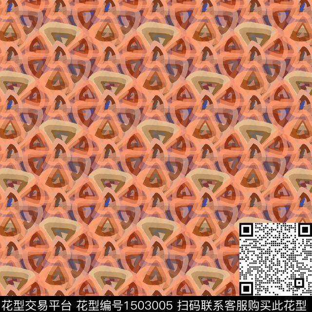 线条几何手绘数码印花花型下载（图片编号: 1503005） - 瓦栏（Walan）