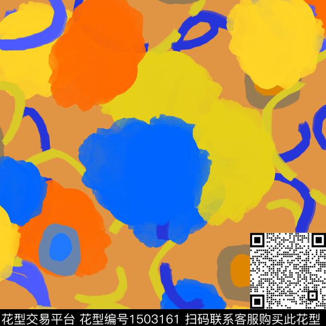 几何手绘圆圈与波点传统印花花型下载（图片编号: 1503161） - 瓦栏（Walan）