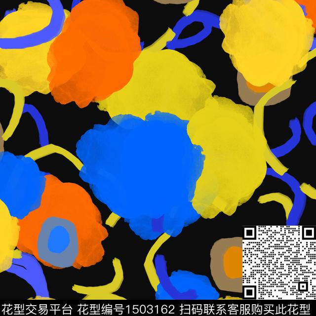 几何手绘圆圈与波点传统印花花型下载（图片编号: 1503162） - 瓦栏（Walan）