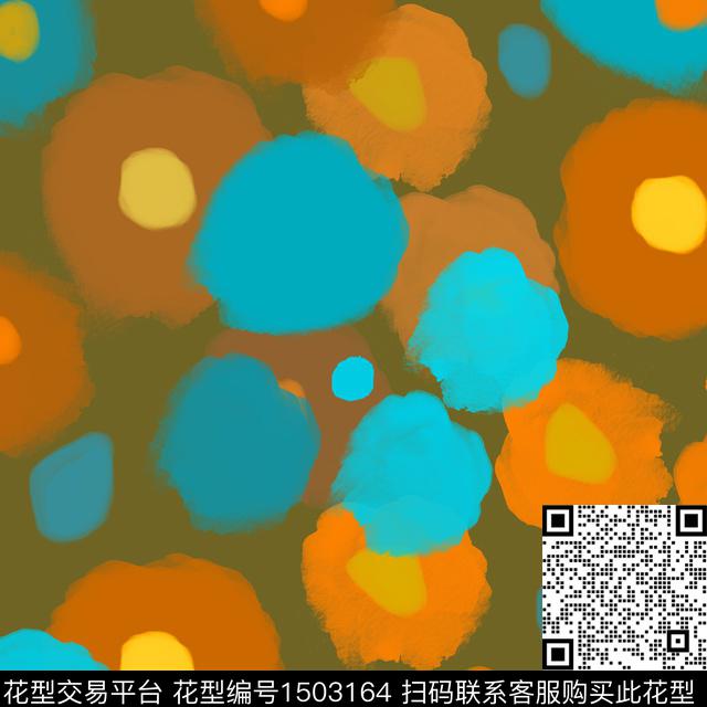 几何手绘圆圈与波点传统印花花型下载（图片编号: 1503164） - 瓦栏（Walan）