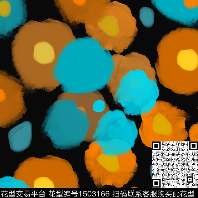 几何手绘圆圈与波点传统印花花型下载（图片编号: 1503166） - 瓦栏（Walan）