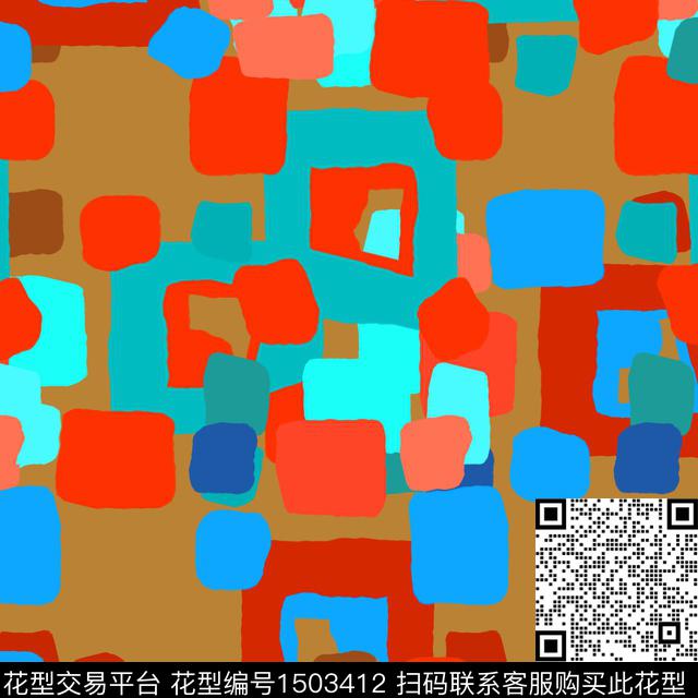格子几何手绘传统印花花型下载（图片编号: 1503412） - 瓦栏（Walan）