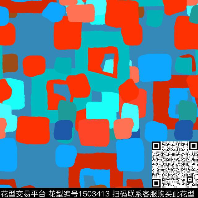 格子几何手绘传统印花花型下载（图片编号: 1503413） - 瓦栏（Walan）