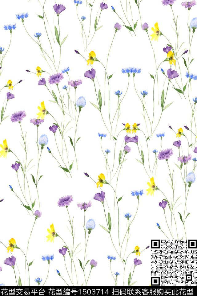 炫彩绿植树叶水彩数码印花花型下载（图片编号: 1503714） - 瓦栏（Walan）