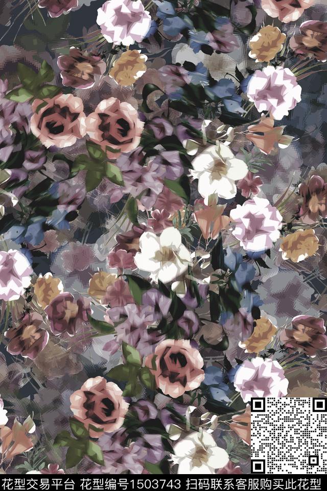 男装满版花民族风花卉数码印花花型下载（图片编号: 1503743） - 瓦栏（Walan）