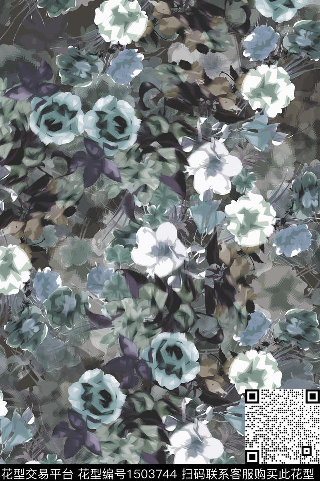 男装满版花民族风花卉数码印花花型下载（图片编号: 1503744） - 瓦栏（Walan）