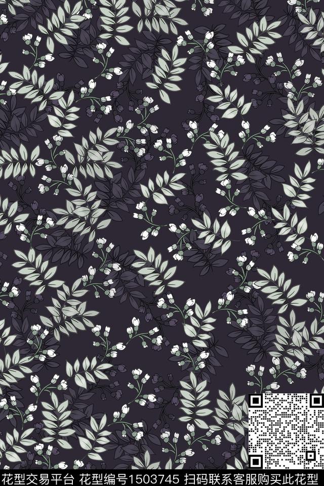 绿植树叶花卉大牌风数码印花花型下载（图片编号: 1503745） - 瓦栏（Walan）