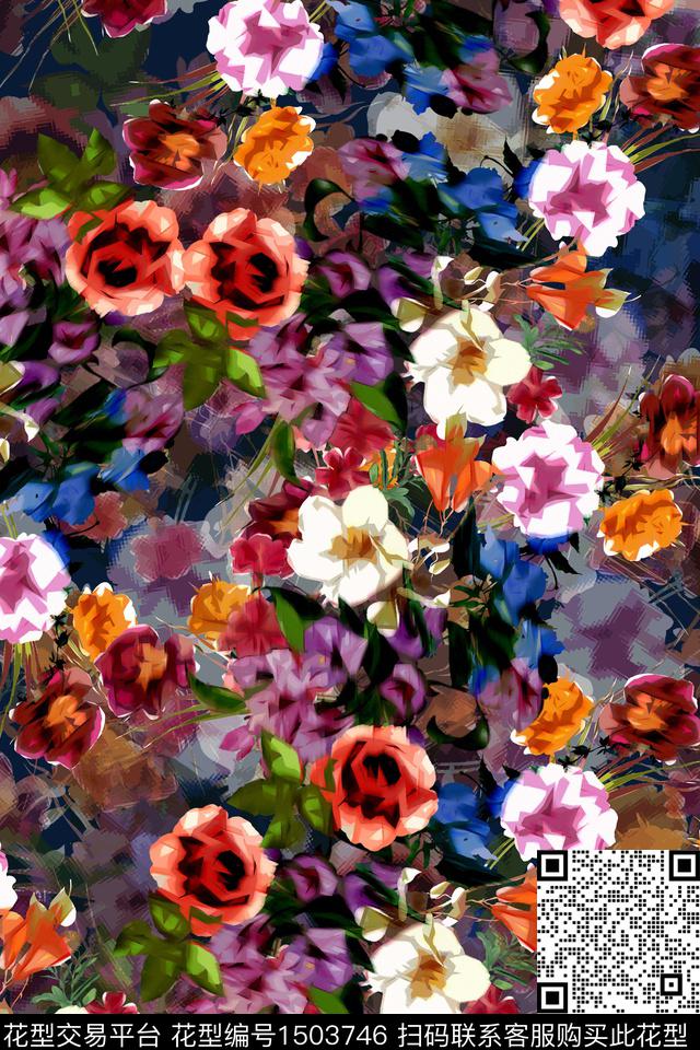 男装满版花民族风花卉数码印花花型下载（图片编号: 1503746） - 瓦栏（Walan）