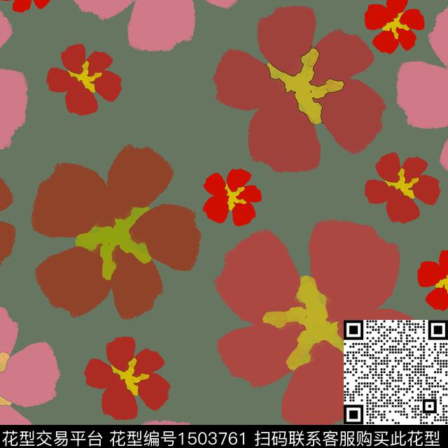 花卉手绘小碎花传统印花花型下载（图片编号: 1503761） - 瓦栏（Walan）