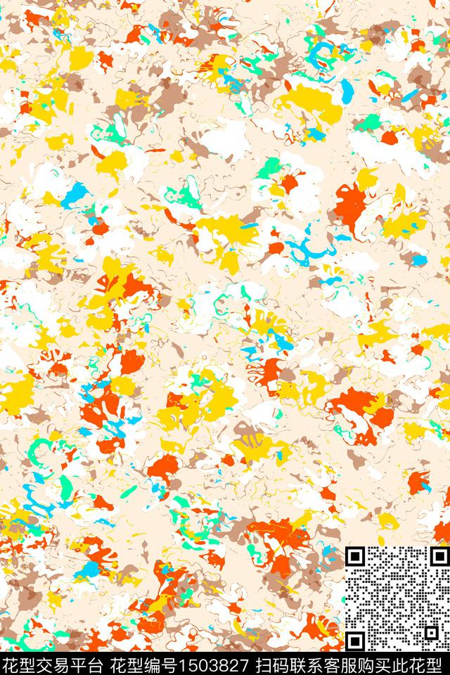 几何花卉肌理简约数码印花花型下载（图片编号: 1503827） - 瓦栏（Walan）