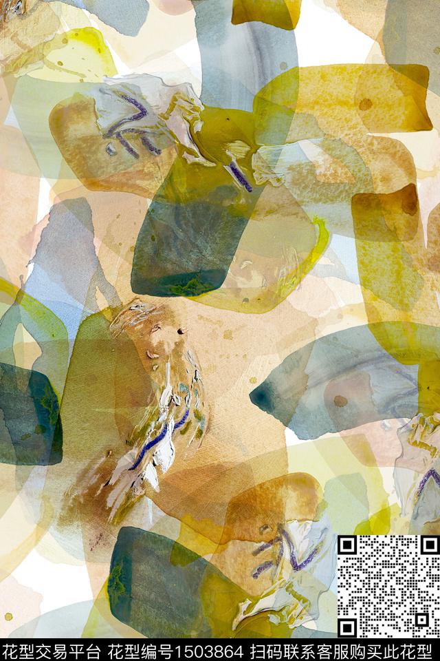 肌理抽象小清新数码印花花型下载（图片编号: 1503864） - 瓦栏（Walan）