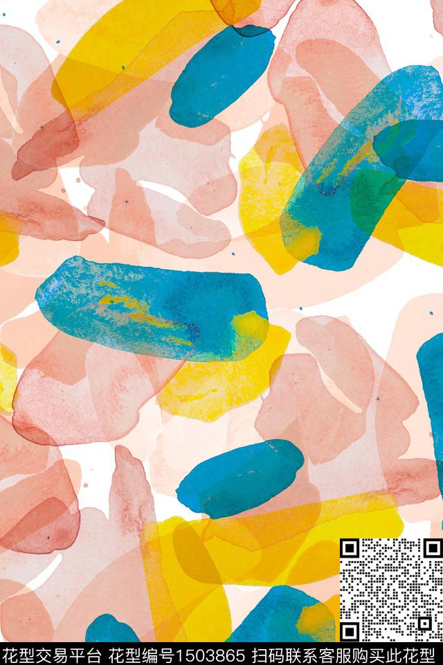 肌理抽象小清新数码印花花型下载（图片编号: 1503865） - 瓦栏（Walan）
