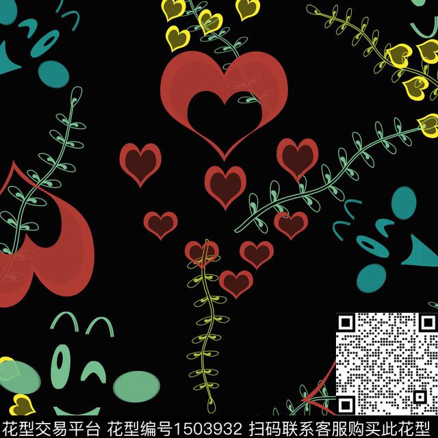 爱心水草趣味数码印花花型下载（图片编号: 1503932） - 瓦栏（Walan）