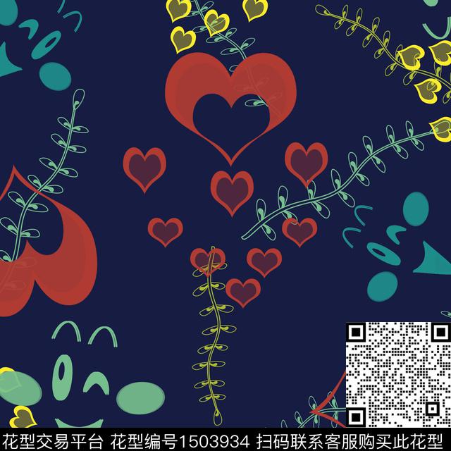 爱心水草趣味数码印花花型下载（图片编号: 1503934） - 瓦栏（Walan）