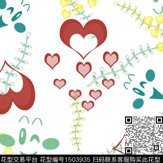 爱心水草趣味数码印花花型下载（图片编号: 1503935） - 瓦栏（Walan）