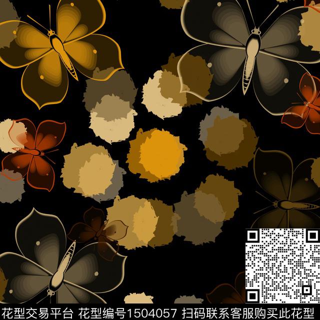 水彩趣味蝴蝶数码印花花型下载（图片编号: 1504057） - 瓦栏（Walan）