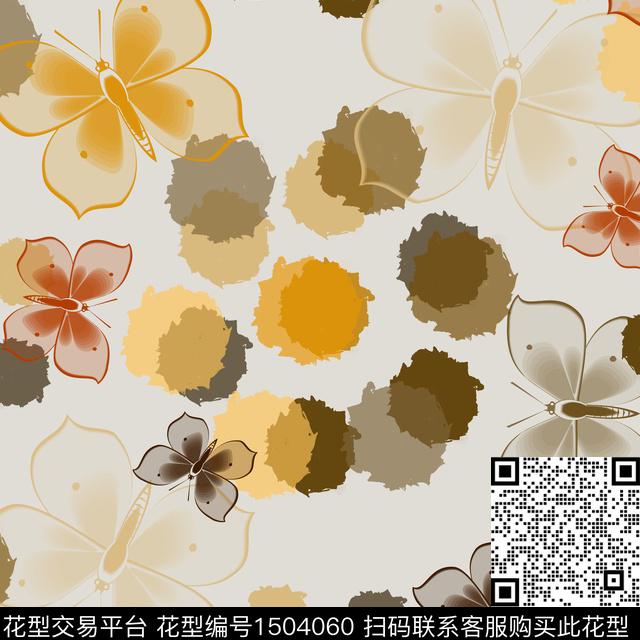 水彩趣味蝴蝶数码印花花型下载（图片编号: 1504060） - 瓦栏（Walan）
