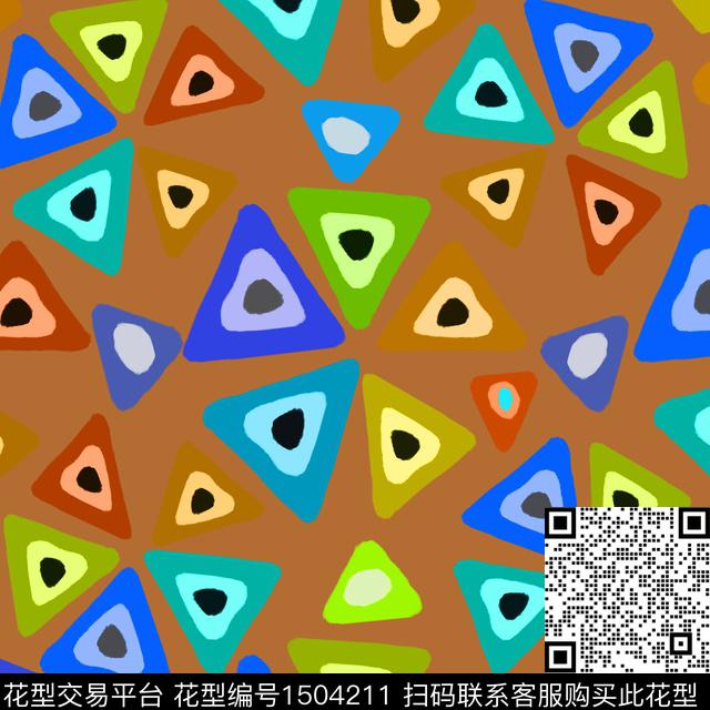 几何三角形波点传统印花花型下载（图片编号: 1504211） - 瓦栏（Walan）