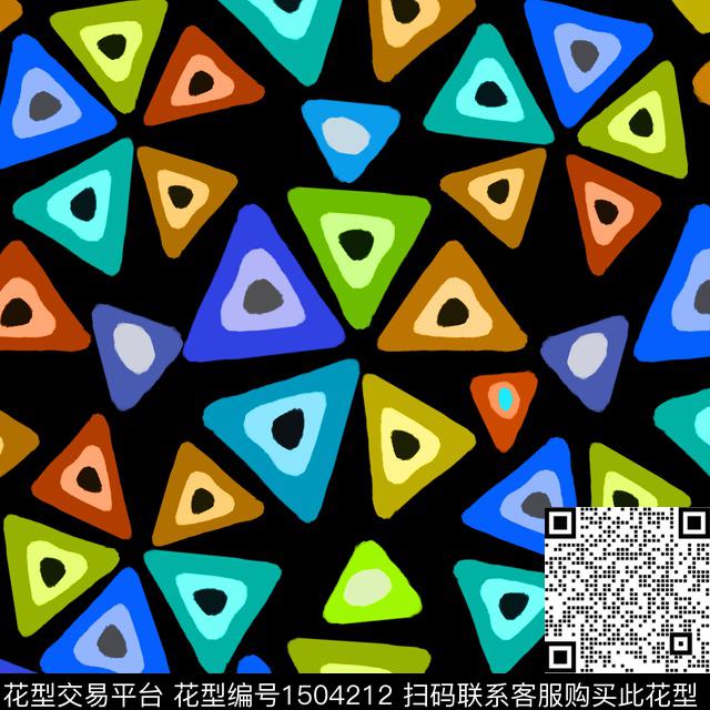 几何三角形波点传统印花花型下载（图片编号: 1504212） - 瓦栏（Walan）