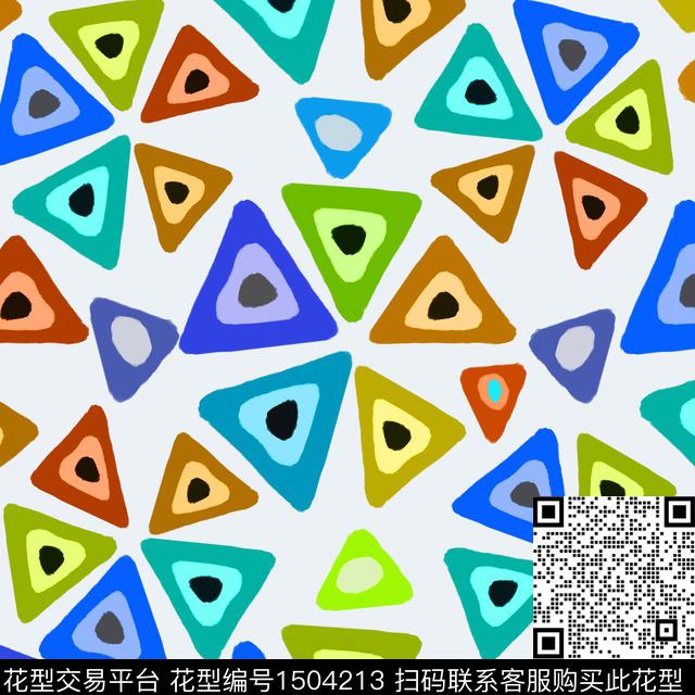 几何三角形波点传统印花花型下载（图片编号: 1504213） - 瓦栏（Walan）