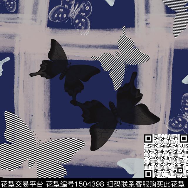 几何趣味蝴蝶传统印花花型下载（图片编号: 1504398） - 瓦栏（Walan）