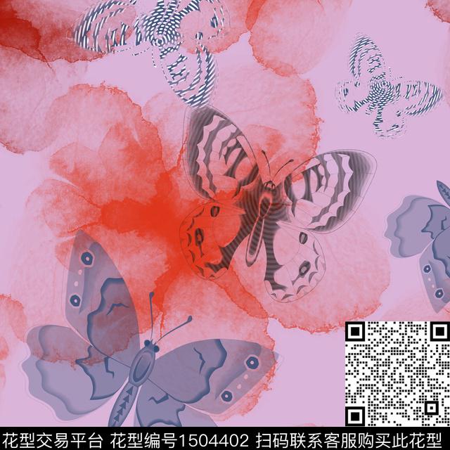 趣味水彩花卉蝴蝶数码印花花型下载（图片编号: 1504402） - 瓦栏（Walan）