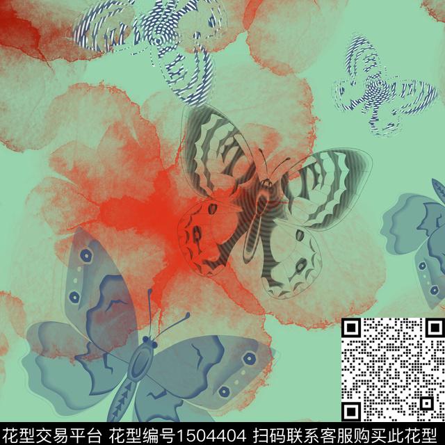 趣味水彩花卉蝴蝶数码印花花型下载（图片编号: 1504404） - 瓦栏（Walan）