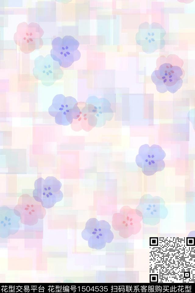 肌理花卉大牌风数码印花花型下载（图片编号: 1504535） - 瓦栏（Walan）