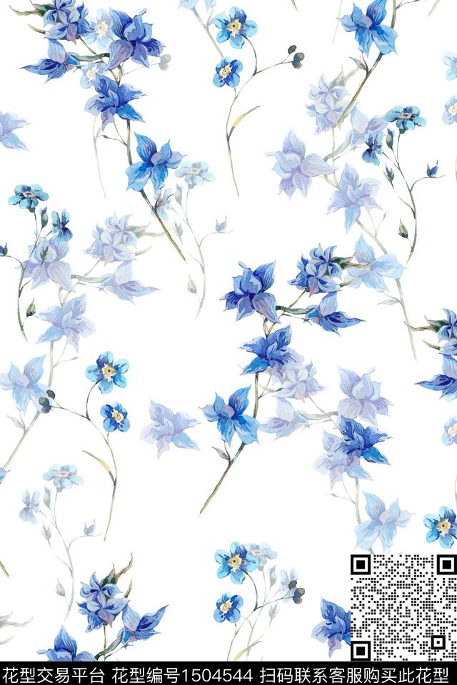 绿植树叶水彩肌理数码印花花型下载（图片编号: 1504544） - 瓦栏（Walan）