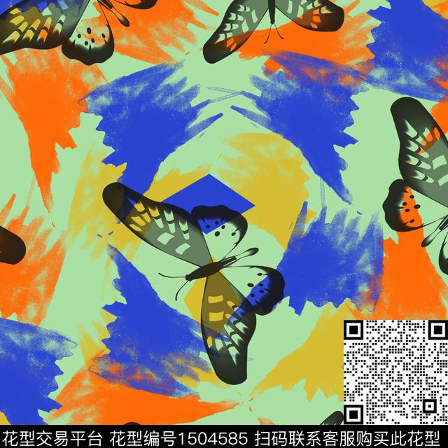 20220713-趣味-12-3.jpg - 1504585 - 笔触 趣味 蝴蝶 - 数码印花花型 － 女装花型设计 － 瓦栏