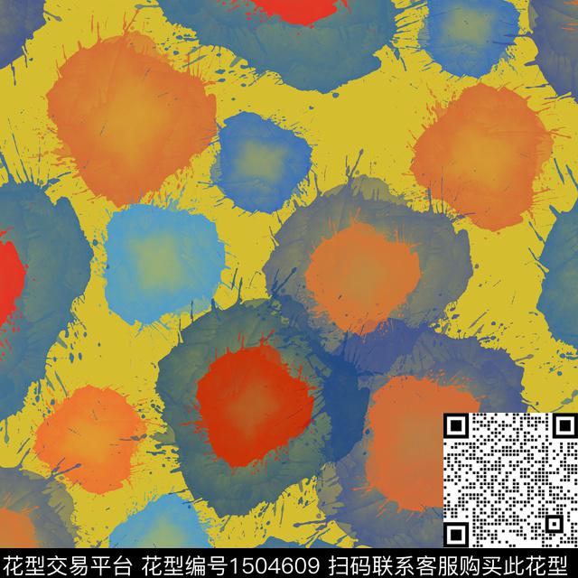笔触圆形数码印花花型下载（图片编号: 1504609） - 瓦栏（Walan）