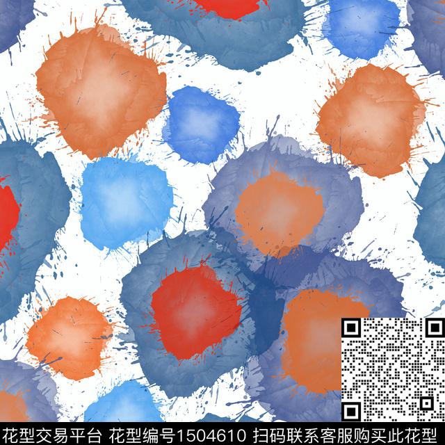 几何笔触圆圈与波点数码印花花型下载（图片编号: 1504610） - 瓦栏（Walan）