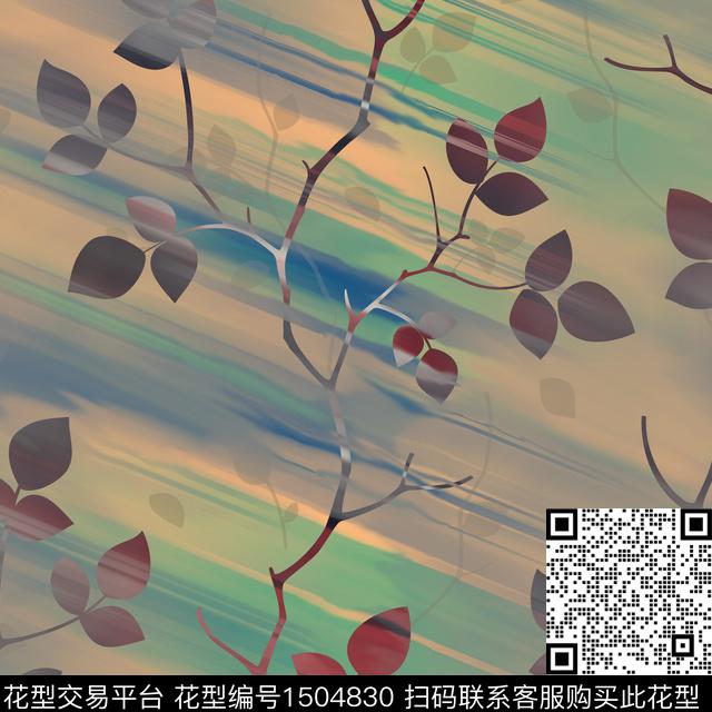 CSMYSJ0026.jpg - 1504830 - 绿植树叶 数码花型 几何 - 数码印花花型 － 女装花型设计 － 瓦栏