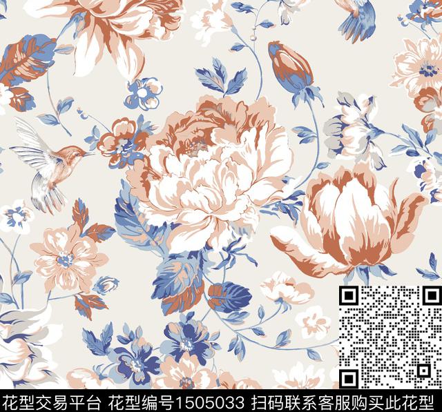沙发布民族风花卉传统印花花型下载（图片编号: 1505033） - 瓦栏（Walan）