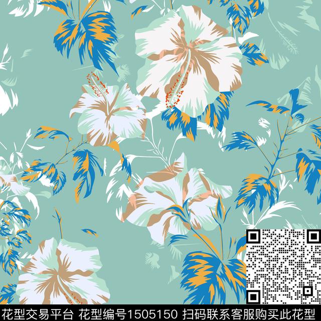 绿植树叶炫彩大牌风数码印花花型下载（图片编号: 1505150） - 瓦栏（Walan）