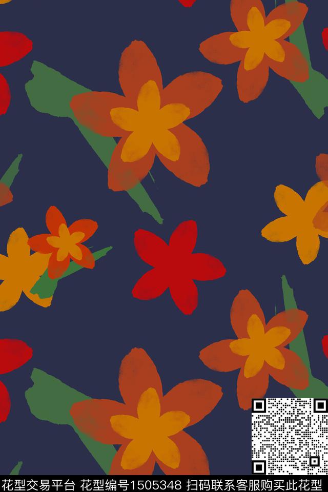 笔触花卉小碎花传统印花花型下载（图片编号: 1505348） - 瓦栏（Walan）