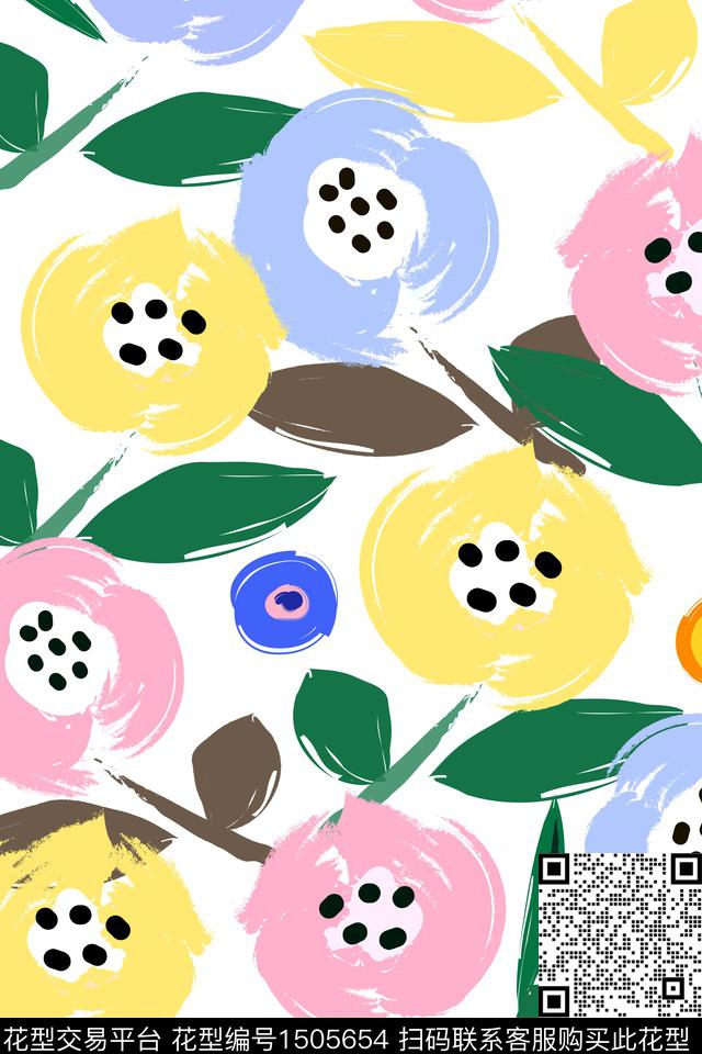 几何花卉抽象传统印花花型下载（图片编号: 1505654） - 瓦栏（Walan）