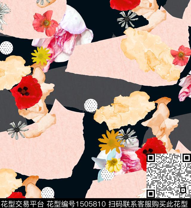 S5188.jpg - 1505810 - 几何 花卉 大牌风 - 数码印花花型 － 女装花型设计 － 瓦栏