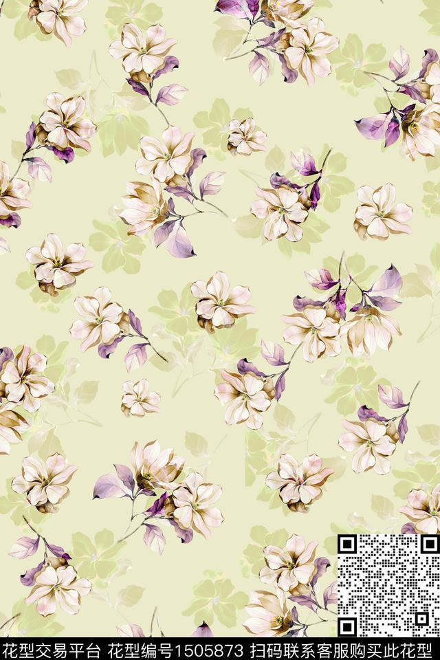 水彩雪纺大牌风数码印花花型下载（图片编号: 1505873） - 瓦栏（Walan）