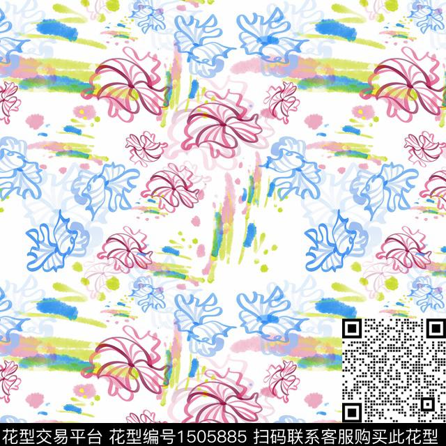水彩花卉小碎花数码印花花型下载（图片编号: 1505885） - 瓦栏（Walan）