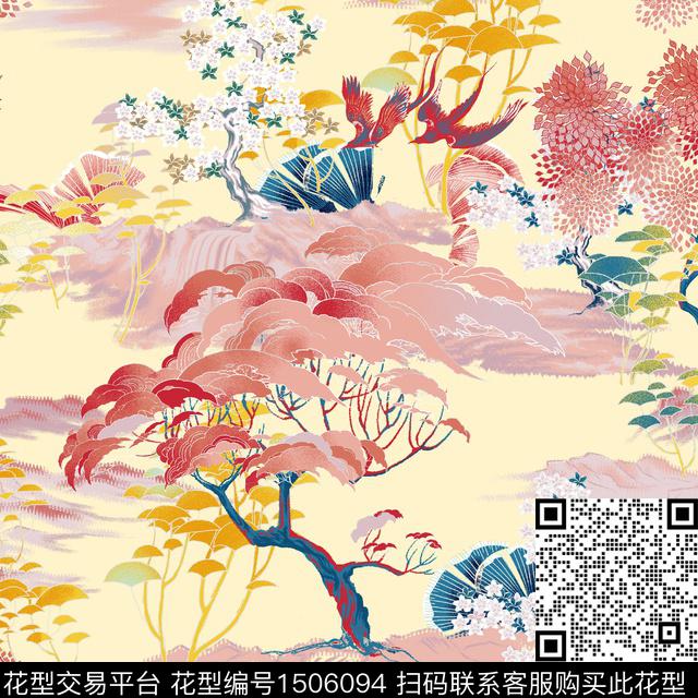 33.jpg - 1506094 - 几何花卉 树 粉色 - 数码印花花型 － 女装花型设计 － 瓦栏