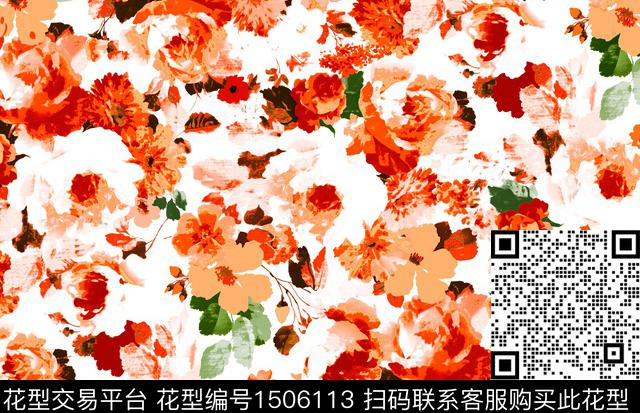 ZH11062A.jpg - 1506113 - 绿植树叶 花卉 大牌风 - 数码印花花型 － 女装花型设计 － 瓦栏