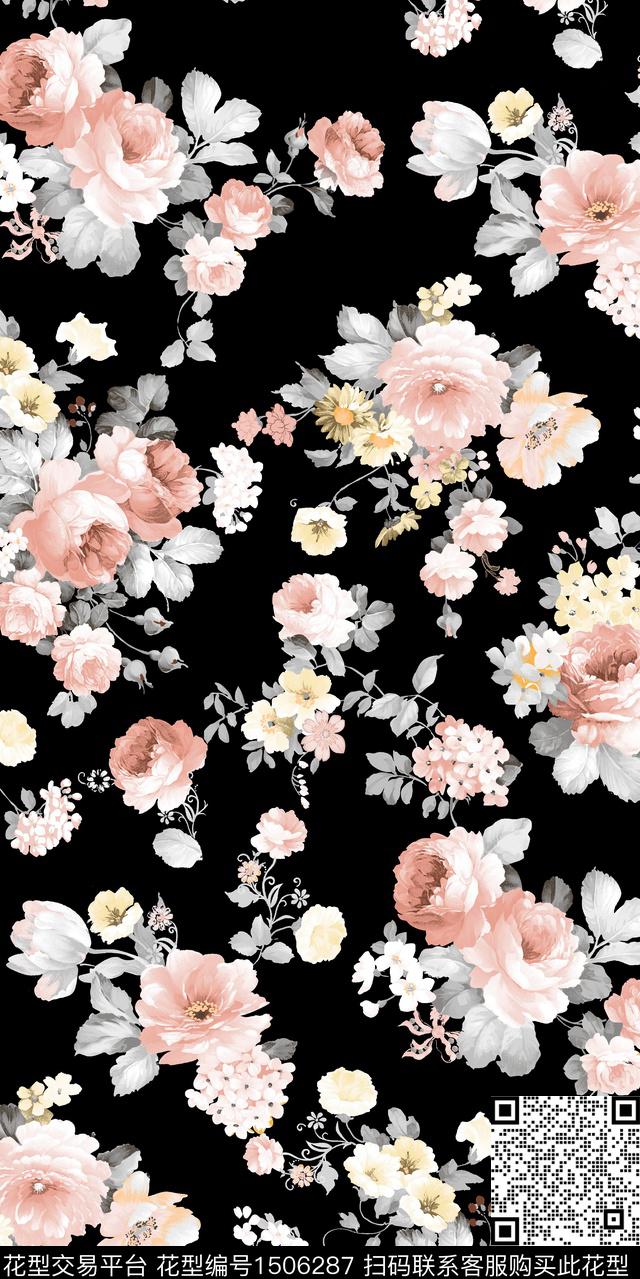 ZH09232A.jpg - 1506287 - 复古 花卉 大牌风 - 数码印花花型 － 女装花型设计 － 瓦栏