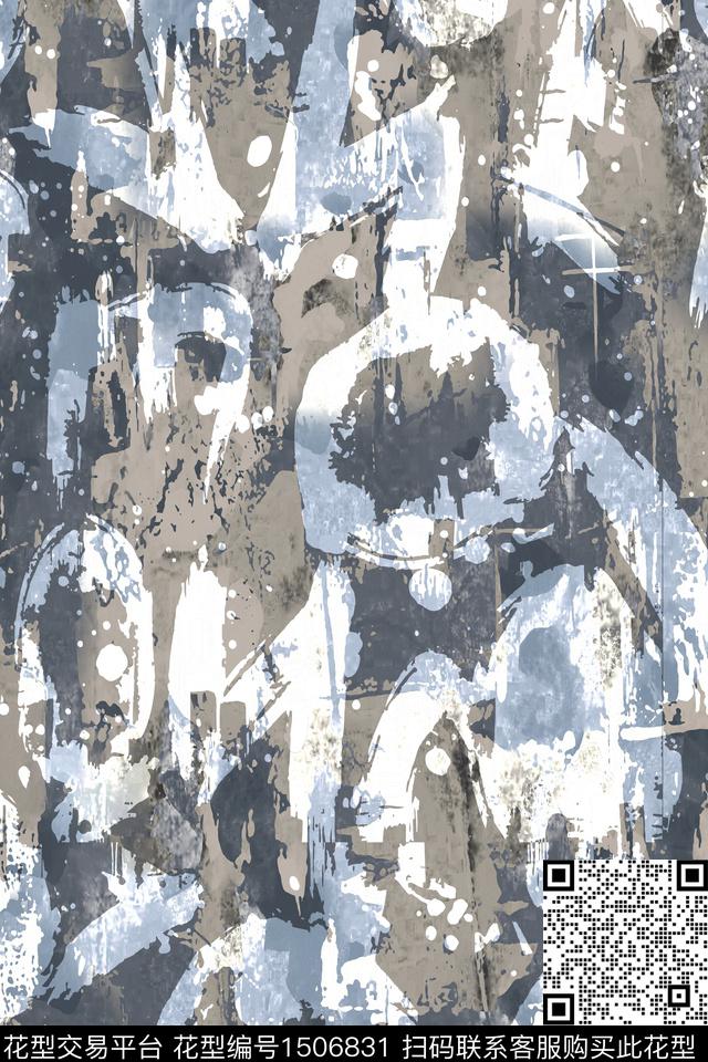 B154.jpg - 1506831 - 字母 肌理 抽象 - 数码印花花型 － 男装花型设计 － 瓦栏