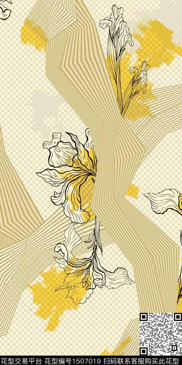 202207262.jpg - 1507019 - 线条 几何 花卉 - 传统印花花型 － 女装花型设计 － 瓦栏