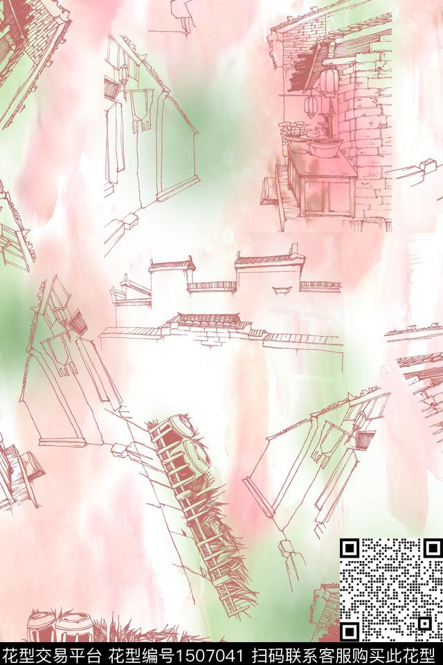 肌理建筑大牌风数码印花花型下载（图片编号: 1507041） - 瓦栏（Walan）