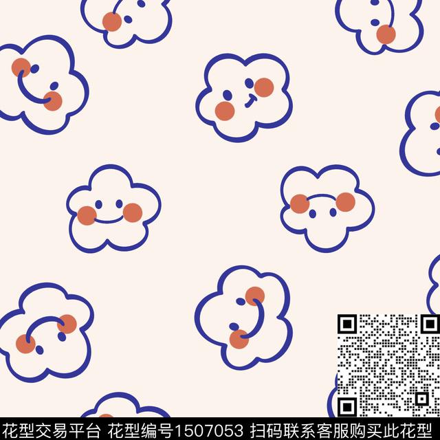 笑脸可爱手绘传统印花花型下载（图片编号: 1507053） - 瓦栏（Walan）