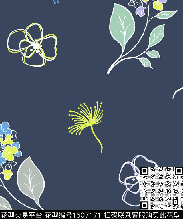 7.26dcl.jpg - 1507171 - 几何花卉 几何 花卉 - 传统印花花型 － 沙发布花型设计 － 瓦栏