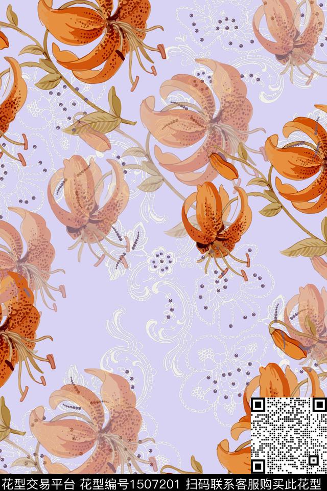 L178.jpg - 1507201 - 花卉 年轻女性 香云纱 - 数码印花花型 － 女装花型设计 － 瓦栏