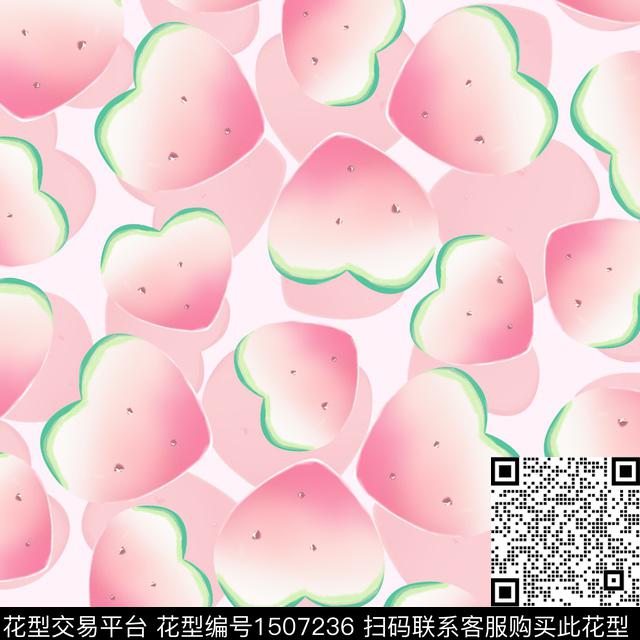 渐变水果小清新数码印花花型下载（图片编号: 1507236） - 瓦栏（Walan）